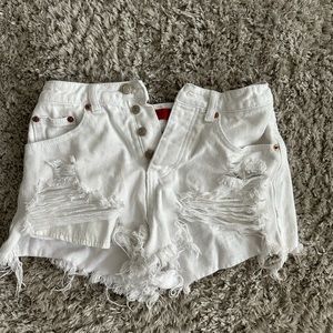 White jean shorts